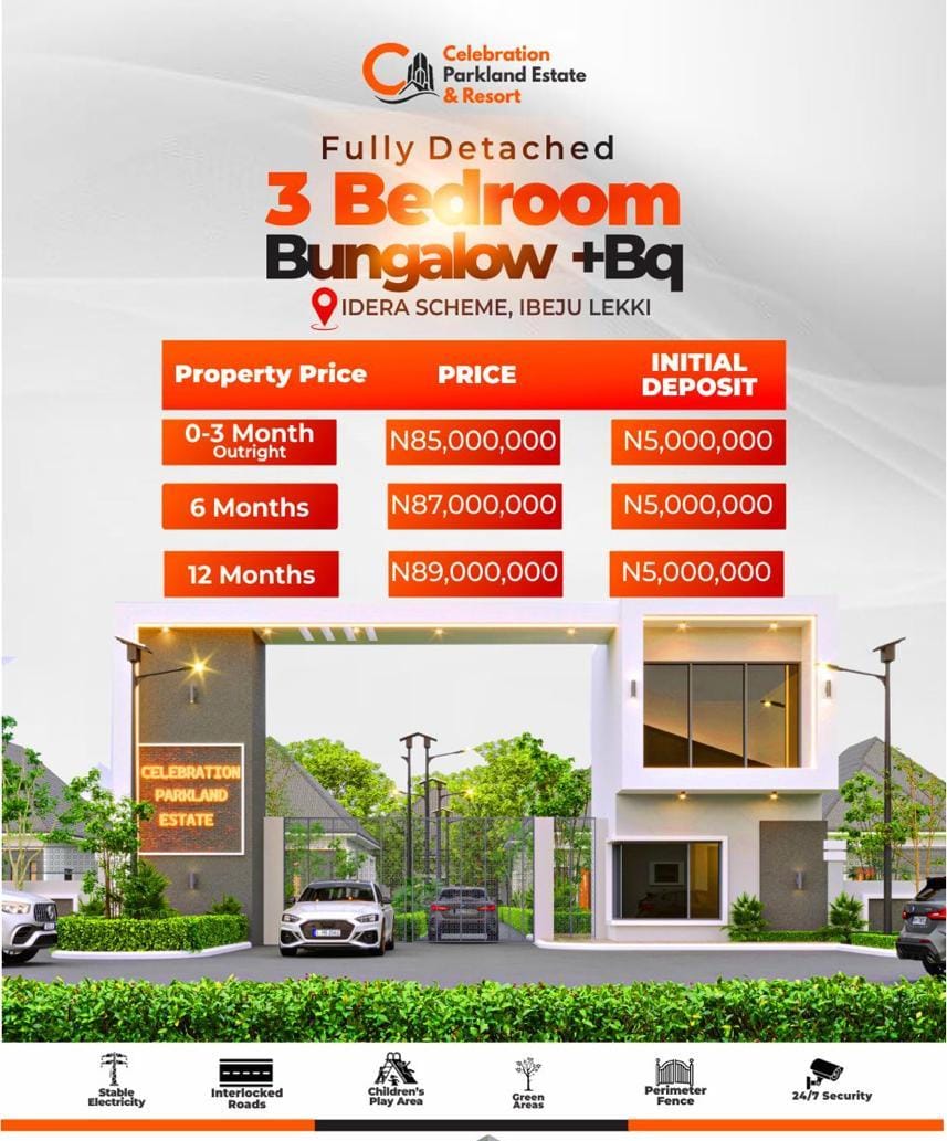 Image for 3 Bedroom Bungalow with BQ House for Sale in Celebration Parkland Estate, Ibeju Lekki with price