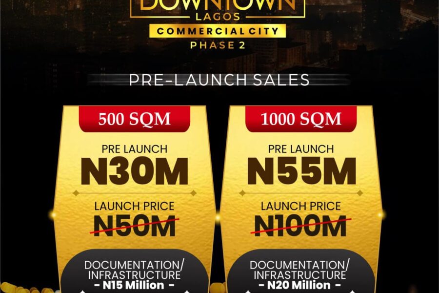 Downtown Lagos Commercial City Phase 2-500 and 1000sqm